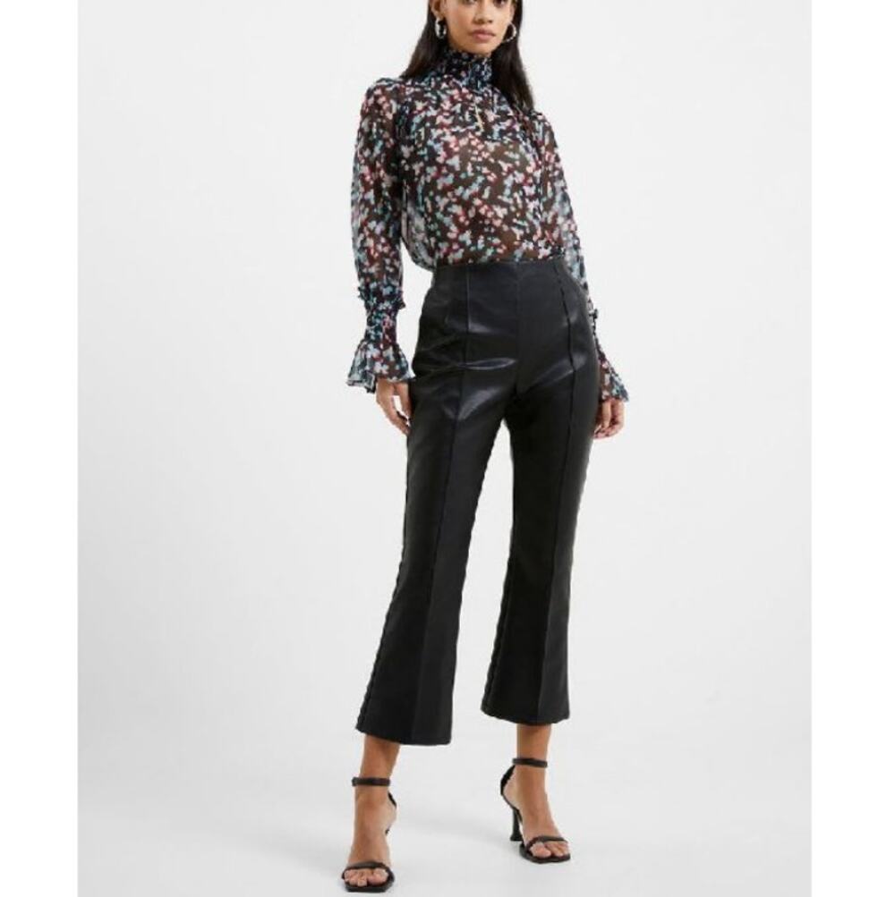New ~ FRENCH CONNECTION ~ Women's Black Pleated Front Cropped Pants Size 8